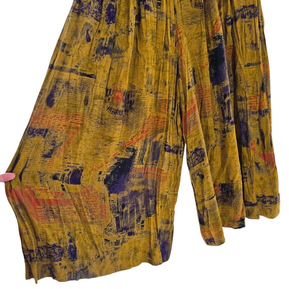 Marsha Brander Componix Size 14 Floral Culottes Split Skirt‎ Gaucho Pants Yellow - Picture 8 of 8